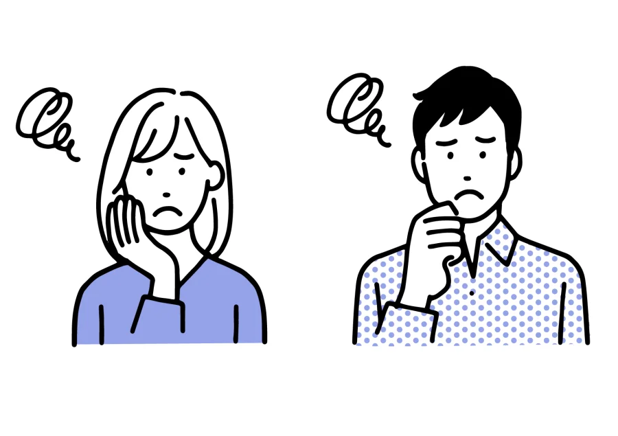 不安そうな女性と男性のイラスト